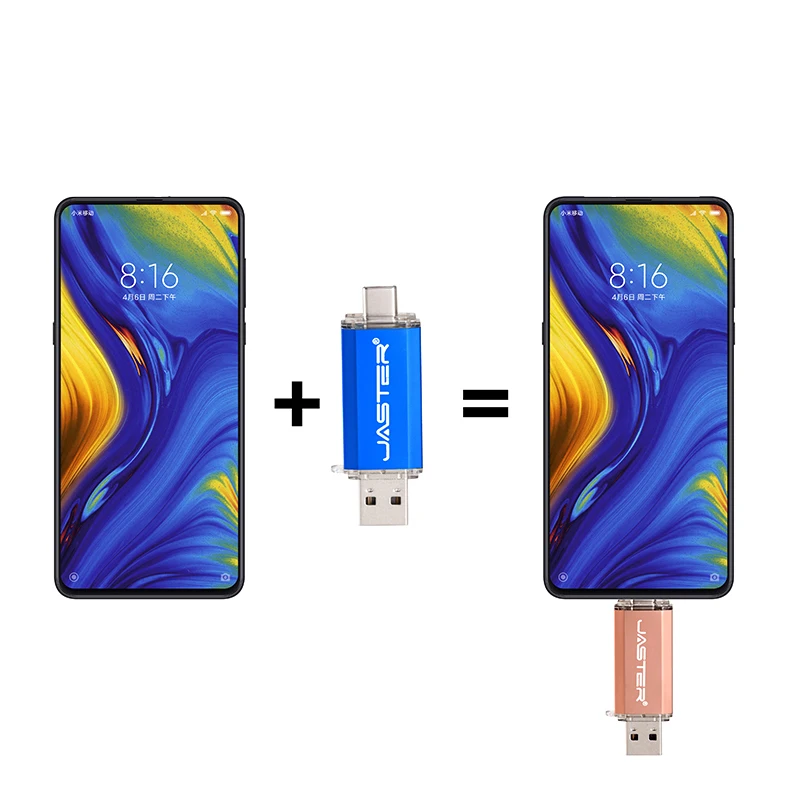 JASTER Plastic USB Flash Drive 128GB TYPE-C 2 in 1 Memory Stick 64GB Black Metal Pendrive 32GB regalo creativo chiavetta USB 16G