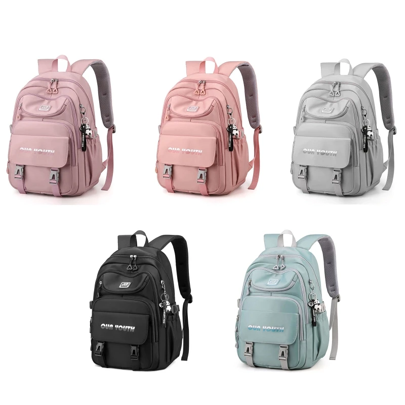 

Multi-Pocket Nylon School Backpack for Student Female Girls Casual Laptop Book Pack Travel Daypack Schoolbag