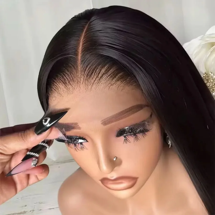 200% 13x4 13x6 HD Transparent Lace Frontal Wig Brazilian Pre Plucked With Baby Hair 5x5 Lace Closure Wig Bone Straight Hair 1
