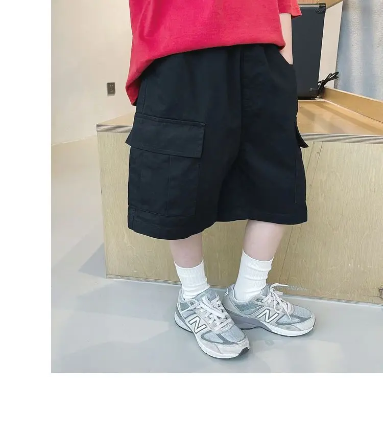 3-13year Children Shorts Teenager Boys Shorts Summer Kids Knee Length Straight Shorts Boys Linen Cotton Capris Track Pant Casual
