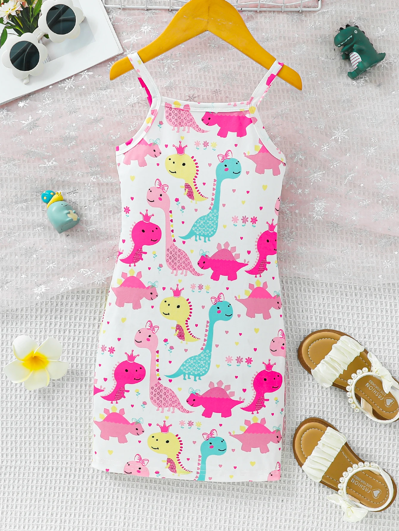 Summer Girls Dress girls dress Cartoon Dress Casual Fashion Print Cute Girl Suspender Dress