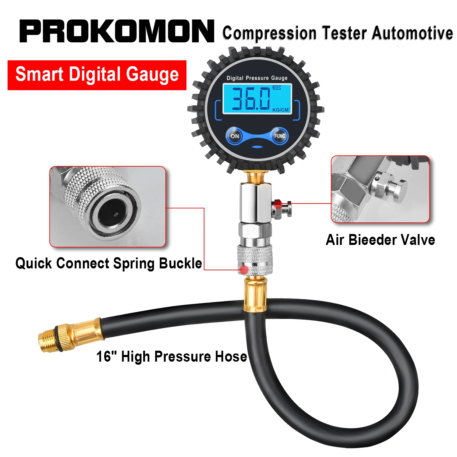 Prokomon Kompression manometer Druck Tester Werkzeug Motor Kompression  zylinder Druck Leck Tester Vakuum Druck Tester - AliExpress