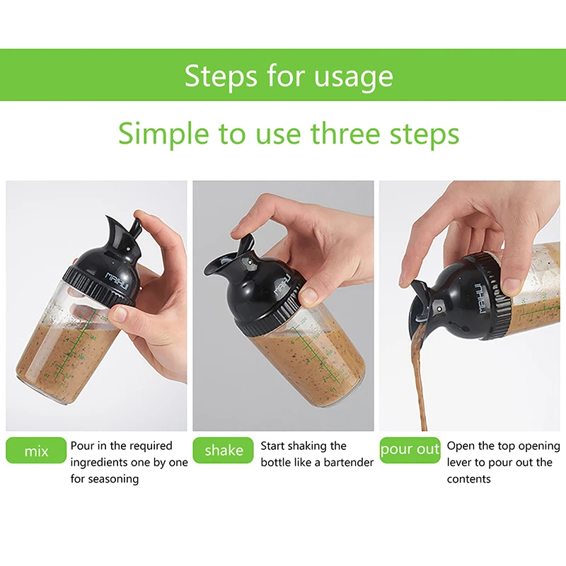 Easy Grips Salad Dressing Shaker Dispenser Leakproof Container Bottle Salad Dressing Shaker Sauces Mixer Bottles