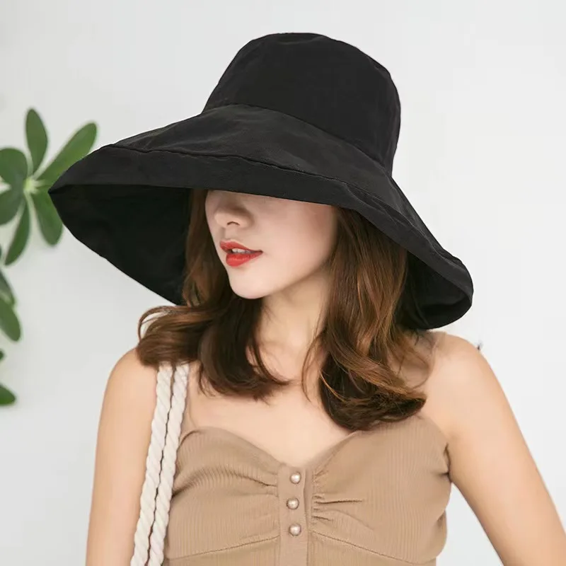 Vente chaude 2024 Chapeau seau pour femme Panama Femmes Quatre Saisons Grand Bord Double Face Chapeau De Pêcheur Casquette Visière Soleil_voghion.com