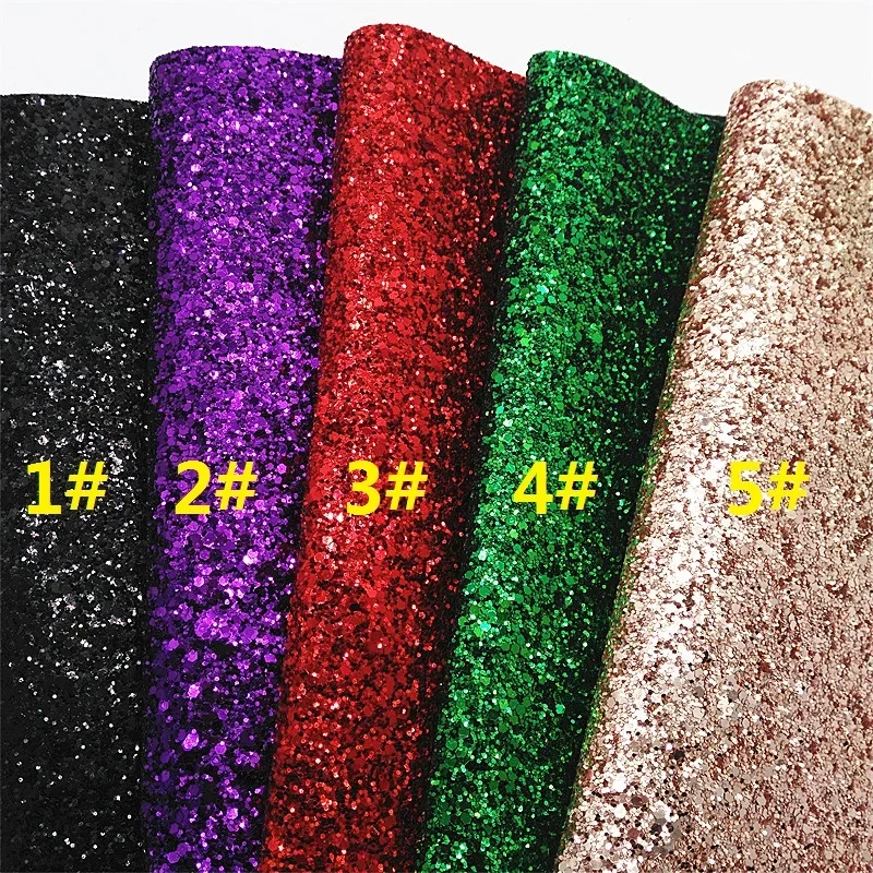 Leather Fabric Mini Roll 30X134CM or 21X29CM Chunky Glitter Leather Faux Leather Soft Felt Backing For Making Bows DIY