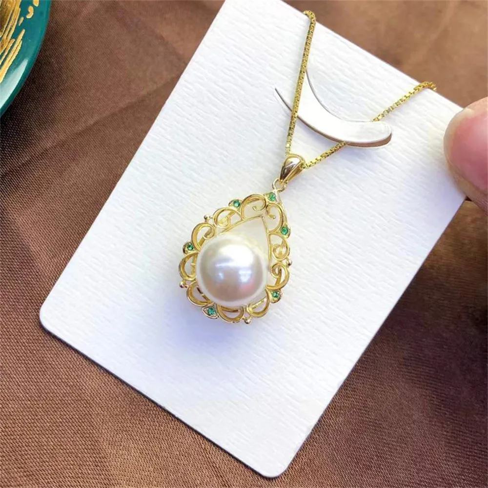 

DIY pearl accessories S925 sterling silver pendant empty holder concealer silver necklace pendant with 11-13mm beads