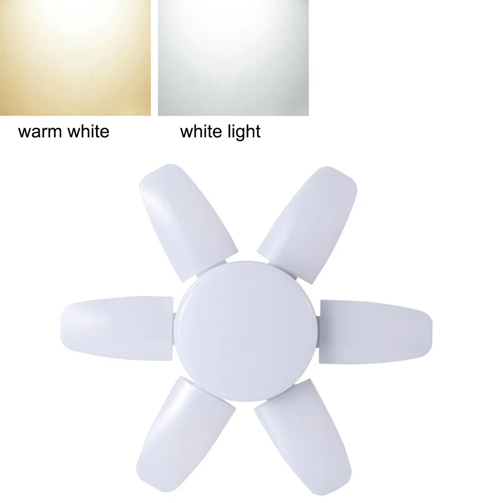 

Garage Light E27 110V 220V Led Bulb Energy Saving Foldable 6+1 Fan Blade Ceiling Lamp Industrial Lighting Office Basement Lamps