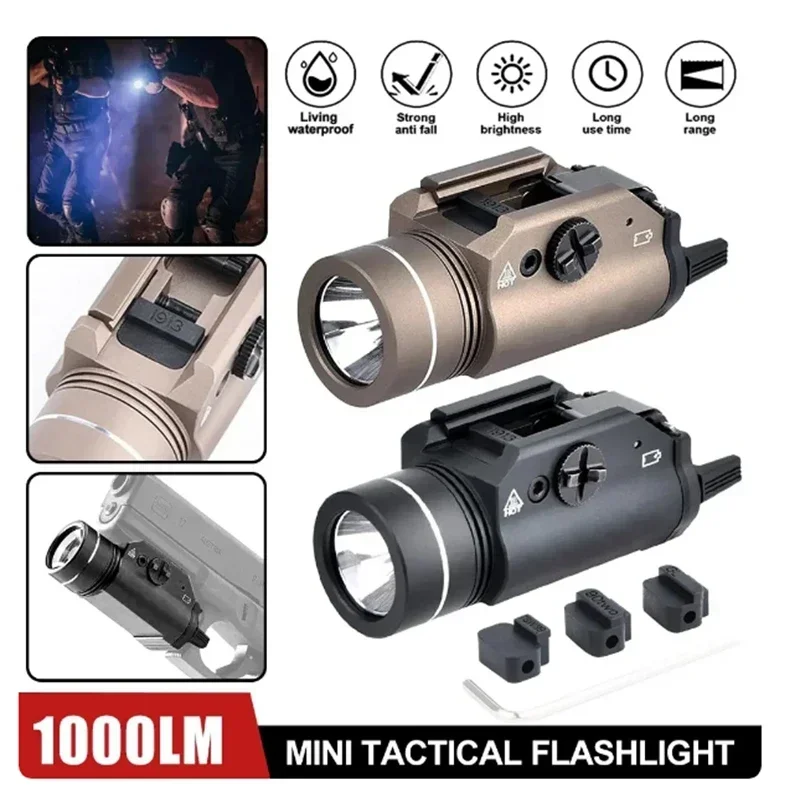 tactical pistol flashlight mini torch light TR-1 Tactical Weapon Light 1000 Lumen LED Electronic Hanging Flashlight Outdoor Shooting Rail Locating Key 20mm Rail