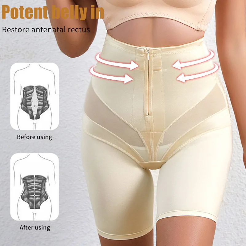 Postpartum Waist Zipper Belly Pants Plus Size Hip-lifting Body-shaping High Waist Beauty Pants Thin Ladies