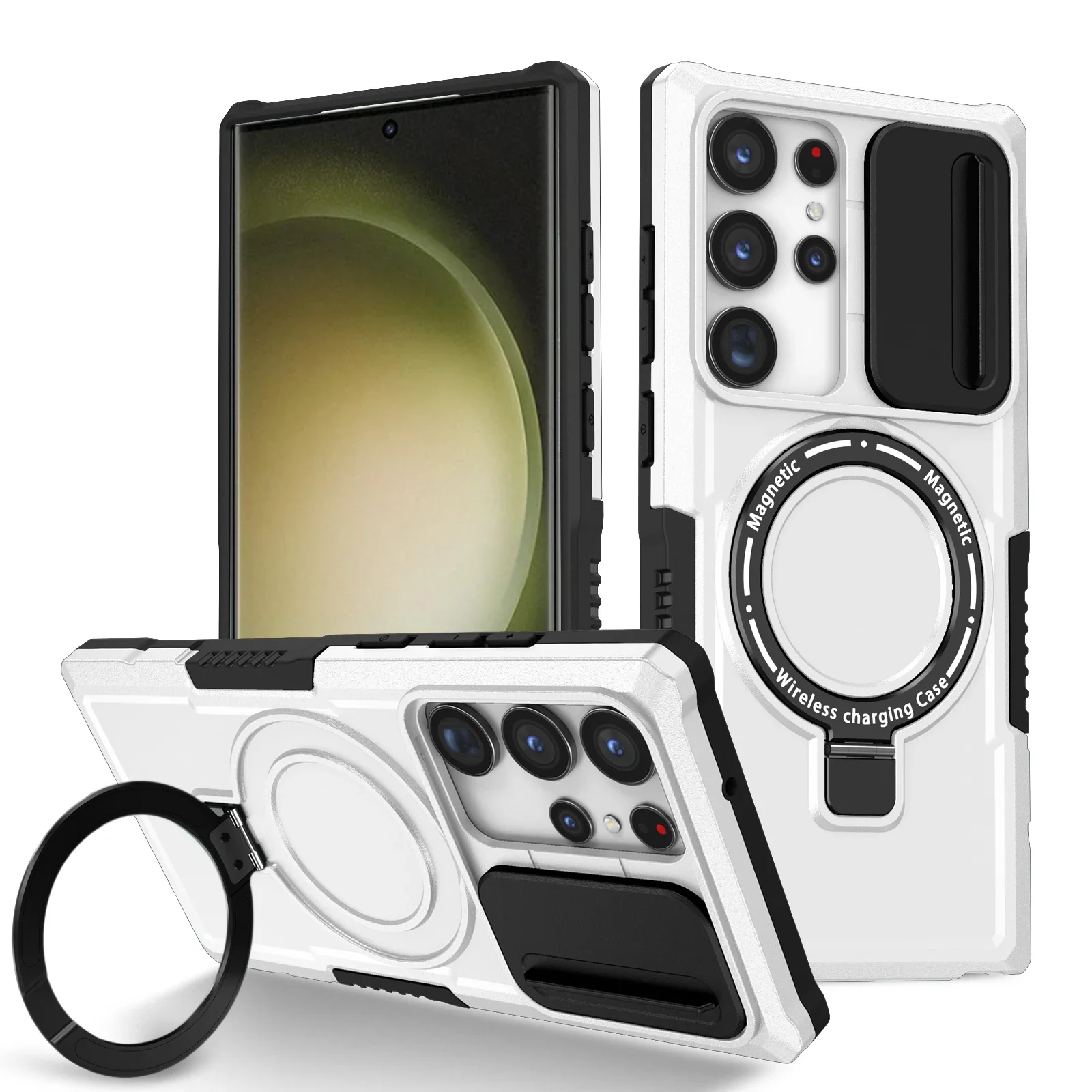 Hybrid Armor Case with Magnetic Wireless Charging and Car Holder Integration