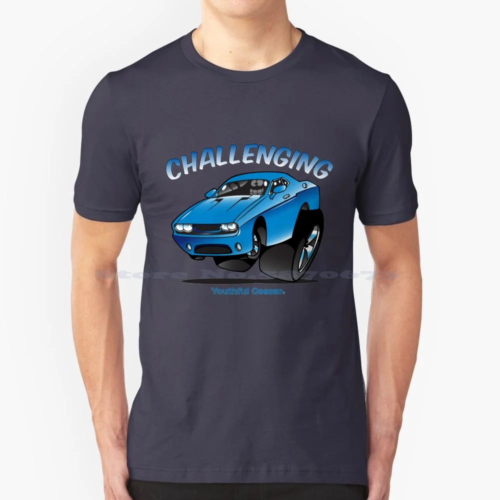 Challenging Cartoon Car Toon T Shirt 100% Cotone Tee Charger Mopar Racing Camaro Muscle Car Rod Demon American Hemi Hot
