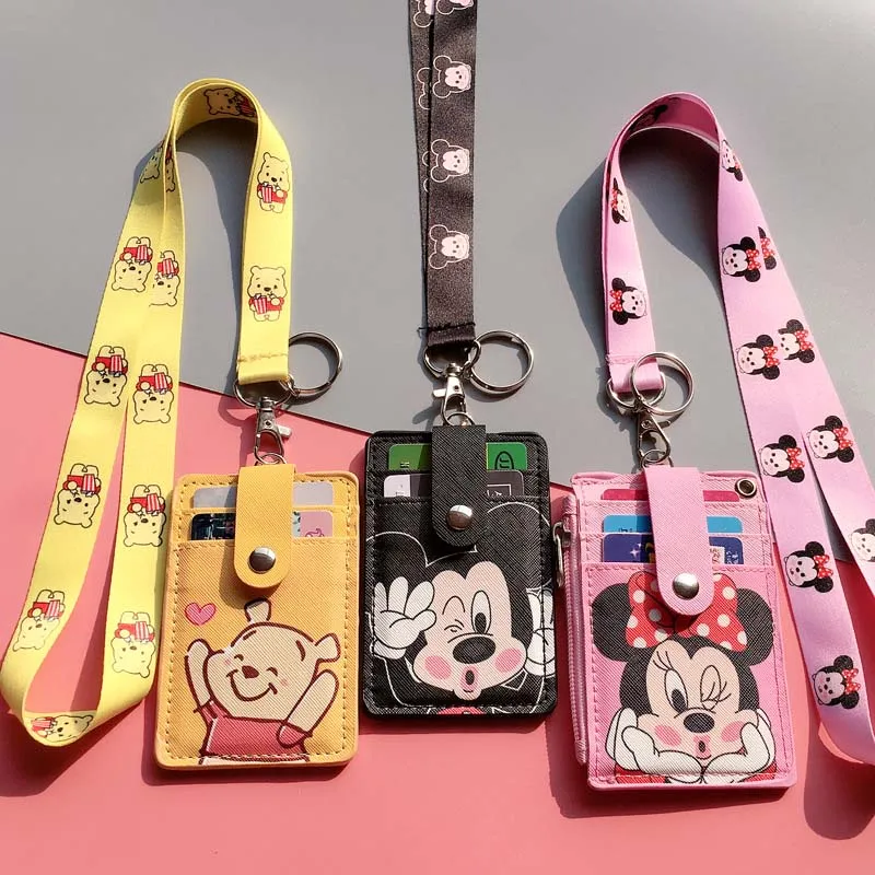 Women Men 5 Bits Shaped Business Named Card Holder Identity Lanyard PU Neck Strap Card Bus ID IC Holders With Coin Purse