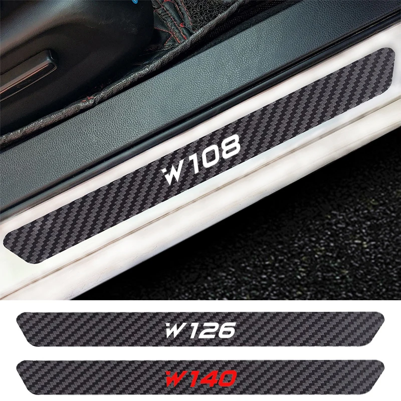 4Pcs Car Door Sill Anti Kick Stickers Carbon Fiber Auto Door Sticker For Mercedes W124 W222 W221 W220 W213 W212 W211 W210 W205