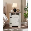 Farmhouse Nightstand,End Table with Barn Door,Nightstand WithOpen Shelf & Adjustable Shelf,Side Table,Bedside Cabinet 4
