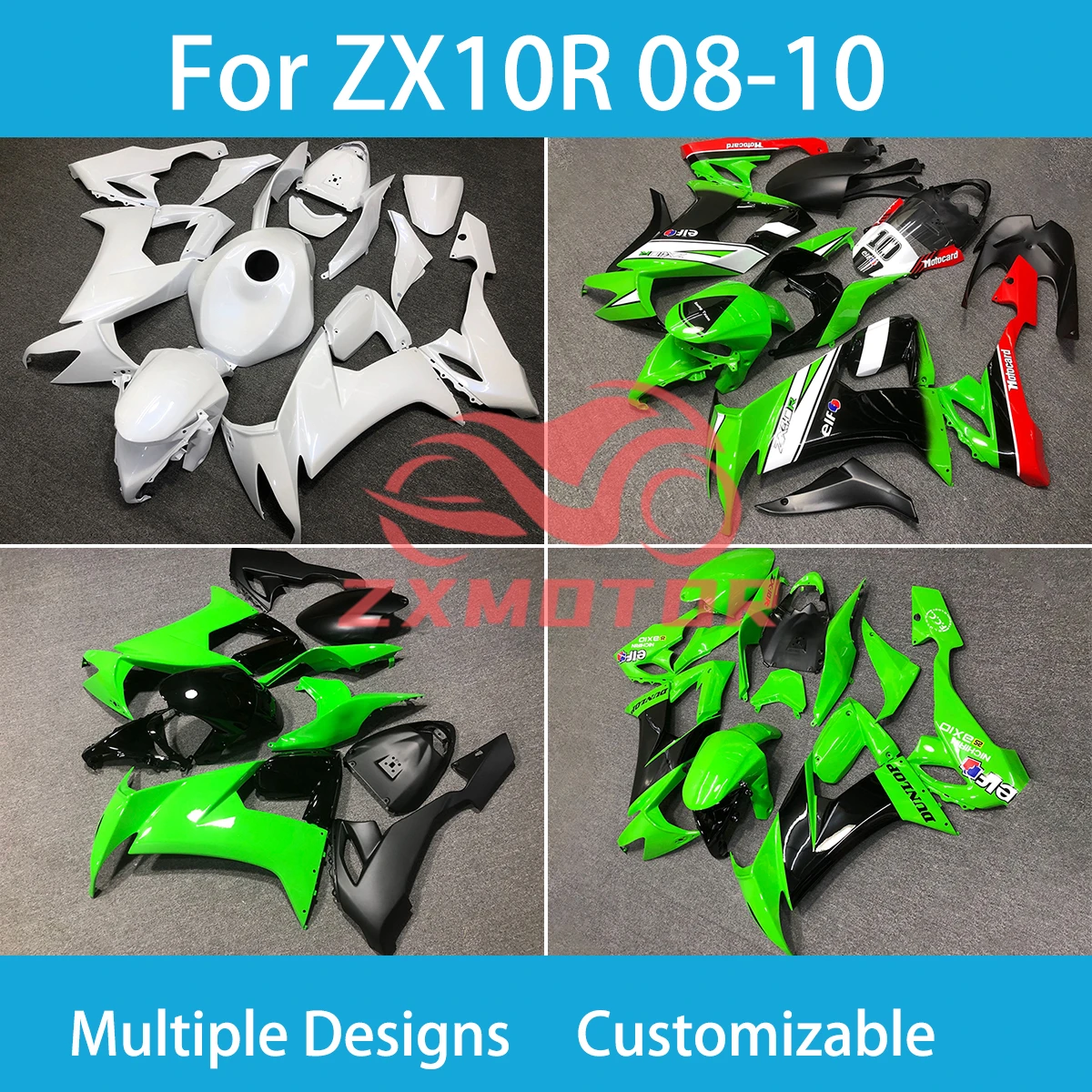 

Полный комплект обтекателей ZX 10R 08 09 10 для Kawasaki ZX10R 2008 2009 2010, комплект деталей для гоночного мотоцикла, обтекатель