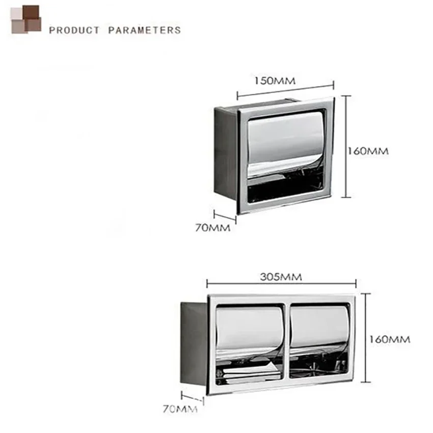 Scatola Portafazzoletti In Acciaio Inox Autoadesiva, Effetto Specchio, Design Quadrato Per Bagno, Cucina E Hotel (Argento)