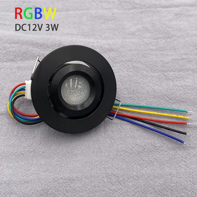 LED Downlight LED Spotlight RGB RGBW 12V 3W Recessed Cabinet Mini Spotlight Cut Hole 42mm Dimmable Adjustable Angle Ceiling Light