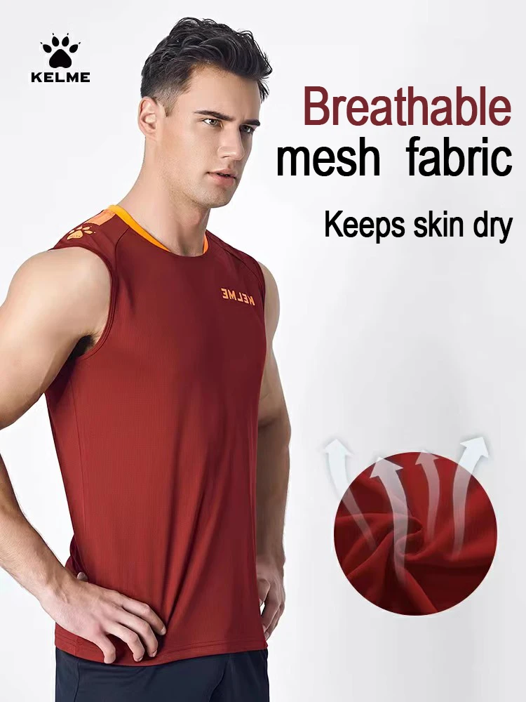 KELME Men soccer Vest Training T-shirt Sleeveless Summer Sports