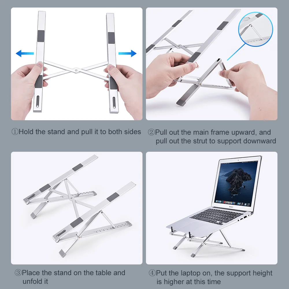 Oatsbasf-suporte Ajustável Laptop Notebook Stand Suporte de Computador Portátil Macbook Pro Riser Cooling Stand - Imagem 6