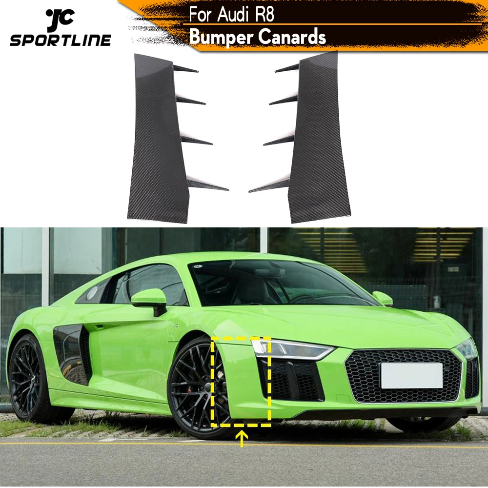 

Front Bumper Canards Trims for Audi R8 2016 - 2019 Full Carbon Fiber Air Vents Decoration 2 Piece Trims