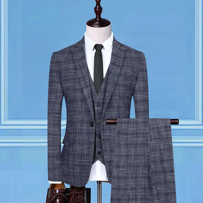 DTI GV Executive - Conjunto De Traje Italiano Para Hombre, 3 Botones, 3 Piezas, Rayas