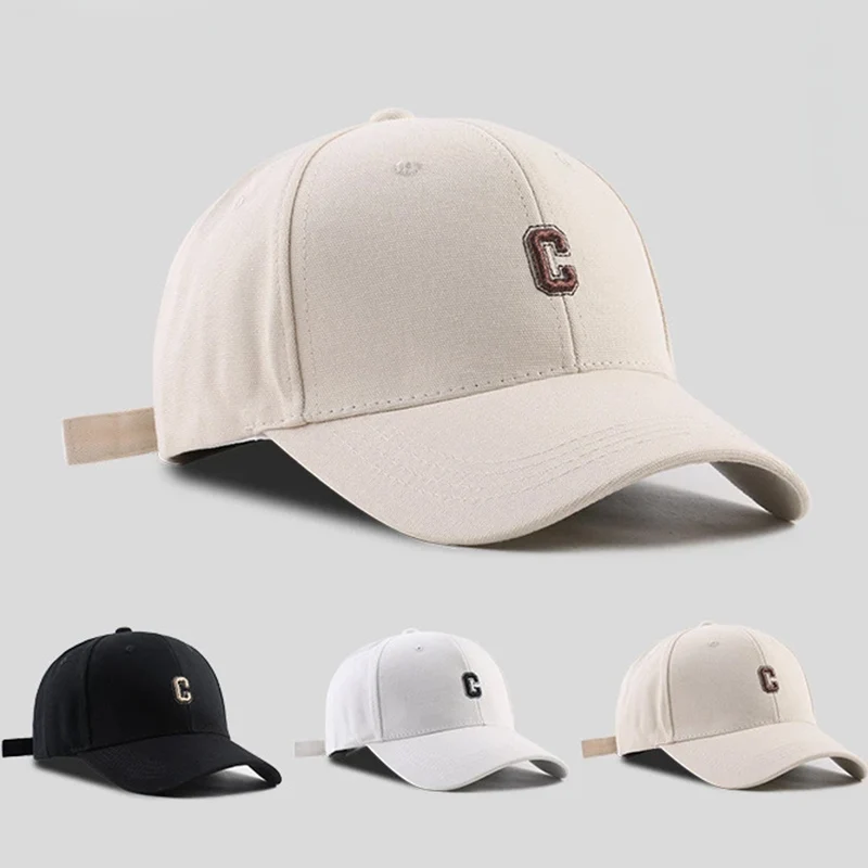 Hot Sale Hard-op C Leer Baseball Cap Men Women's Korean version of ide peaked cap wide-brimmed big head he curved brimmed_voghion.com
