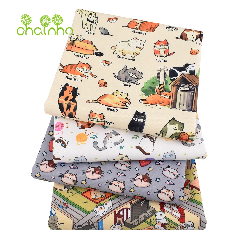 Chainho,Digital Printing Waterproof Fabric,DIY Sewing Quilting Material,Patchwork Cloth,Floral & Cartoon Series,25WP3