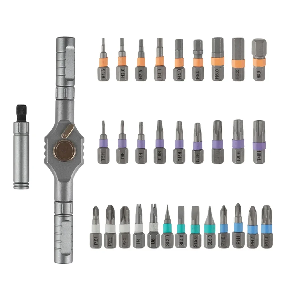 34 in 1 Wireless Cordless Magnetic Ratchet Precision Screwdriver Portable Small Handle Manual Hand Tool Kit for Household Repair