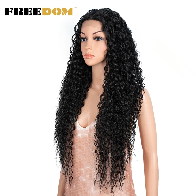 FREEDOM Synthetic Lace Front Wigs Long Curly Wig 30 inch Omber Red Blonde Lace Wigs For Black Women Heat Resistant Cosplay Wigs 2