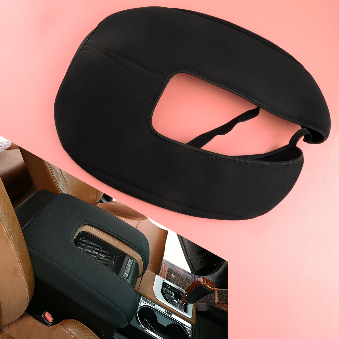 Center Console Armrest Box Lid Cushion Cover Pad Black Fabric Fit for