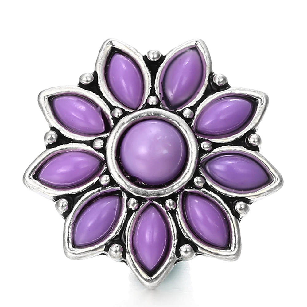15pcs Vintage Flower 18mm Snap Buttons Charm Fit Snap Button Bracelet Bangle DIY Jewelry Making