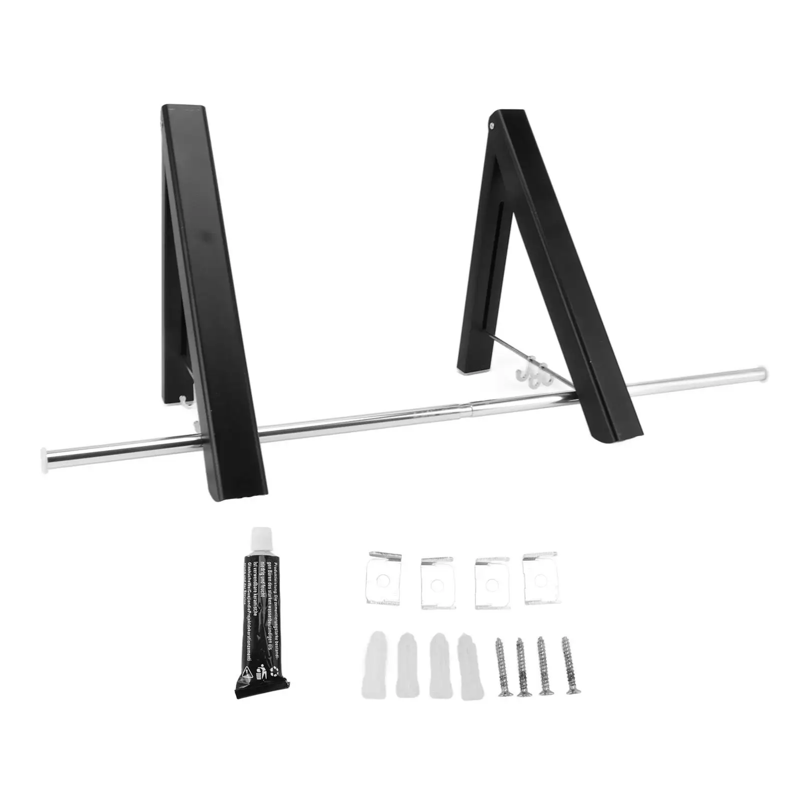 Wall Mount Folding Drying Rack Outdoor Telescoping Multi-Hook and Rods for Balcony Clothesline