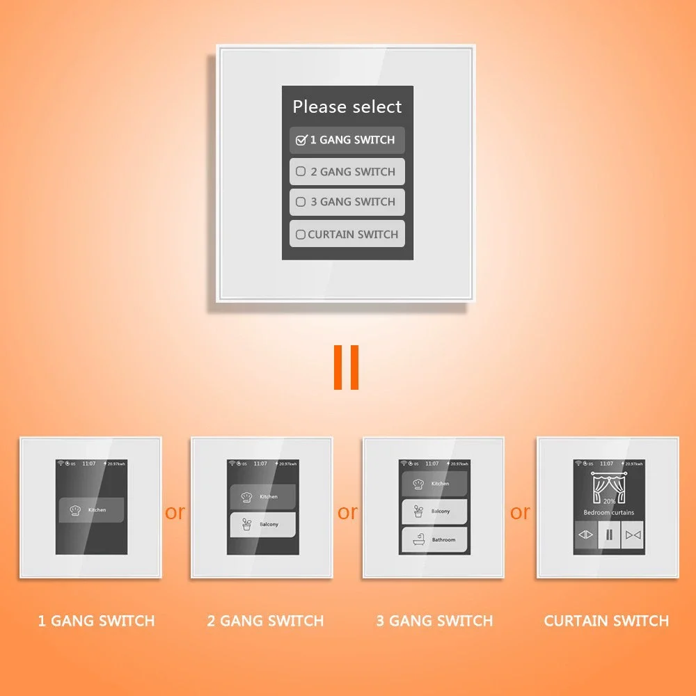สวิตช์หน้าจอสัมผัสอัจฉริยะ Tuya Zigbee Wifi 1/2/3/ม่าน เปิด-ปิด 4-in-1 มัลติฟังก์ชั่น หน้าจอ LCD 3.2 นิ้ว สวิตช์อัจฉริยะ 1