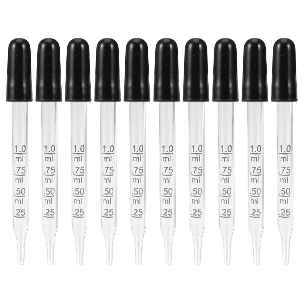 

10pcs Bent Tip Glass Droppers Glass Pipettes Laboratory Dropper Pipettes with Scale 1ml