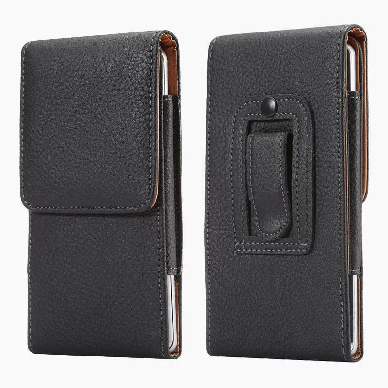 Premium PU Leather Phone Pouch with Belt Clip - Universal Casual Rectangle Mobile Bag