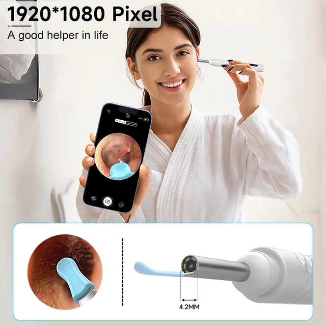 Smart Visual Endoscope 4.2mm Camera 1080P HD WiFi Connection Work for iOS/Android IP67 Otoscope Ear Wax Removal Tools 3