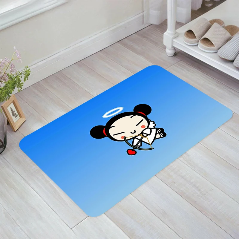

Cute Cartoon Pucca Floor Mat Kitchen Rug Balcony Aesthetic Room Decoration Rugs Carpets Carpet Entrance of House Home Foot Door