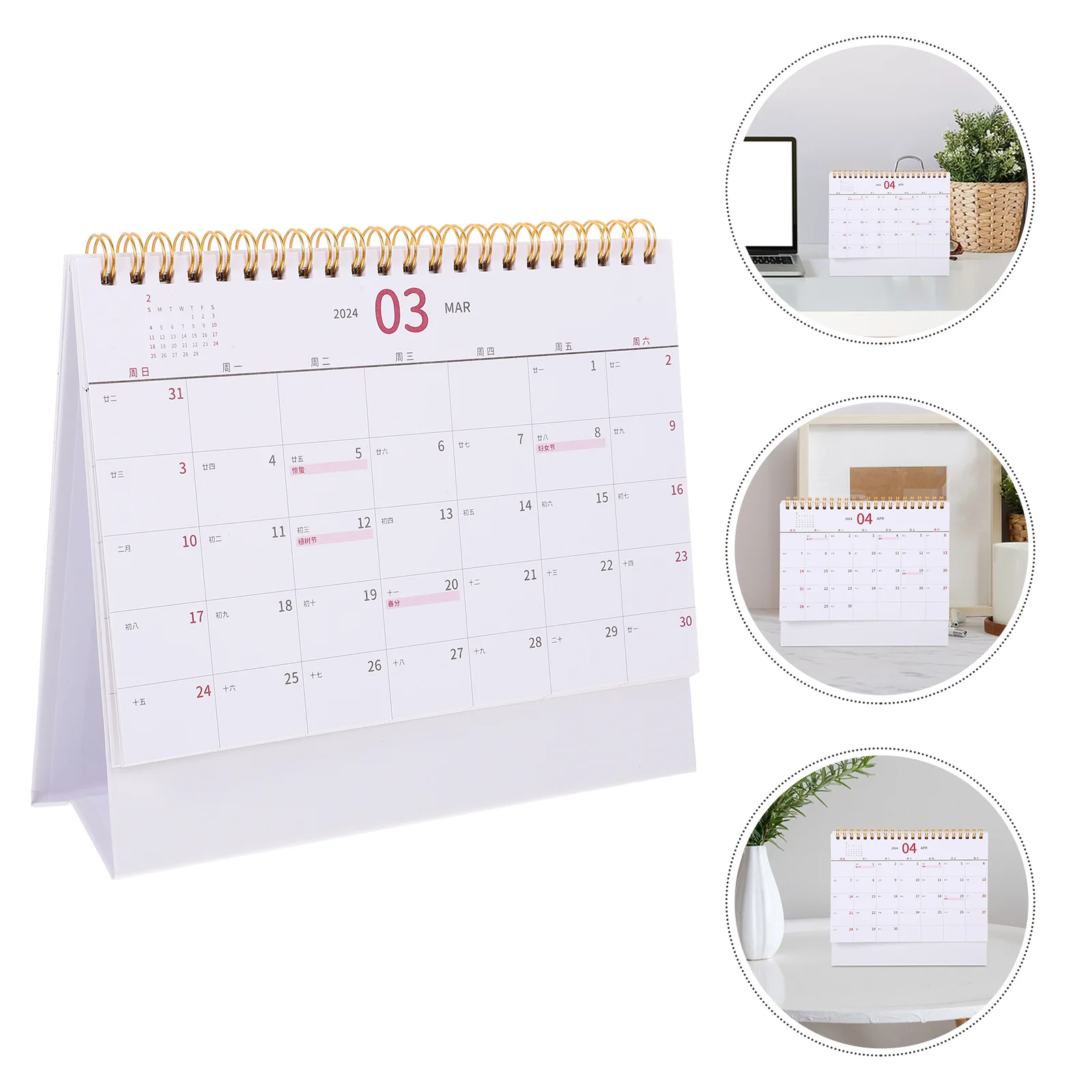 Desk Calendar 2024 Wall Birthday Decoration for Girl Daily Use Monthly Double Line