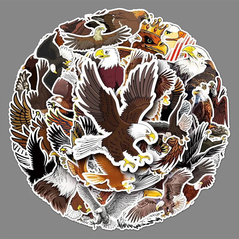 

50Sheets Cool Animal Creative DIY Eagle Stickers Suitcase Helmet Refrigerator Notebook Stickers Children's Gift Toys