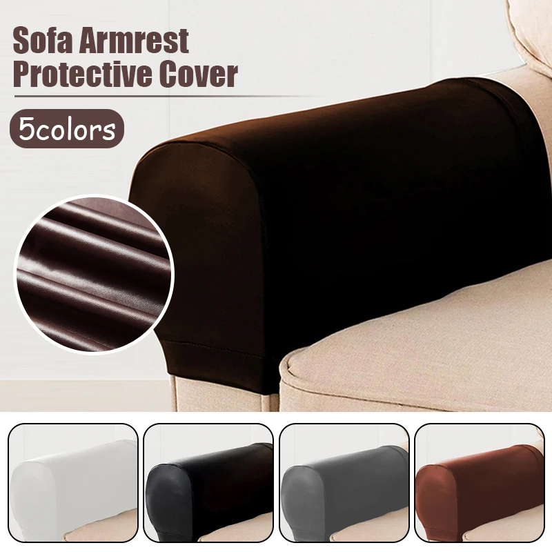 1 Pair PU Leather Sofa Armrest Cover for Living Room Removable Arm Stretch Chair Protector Armchair Covers Armrest Couch 2