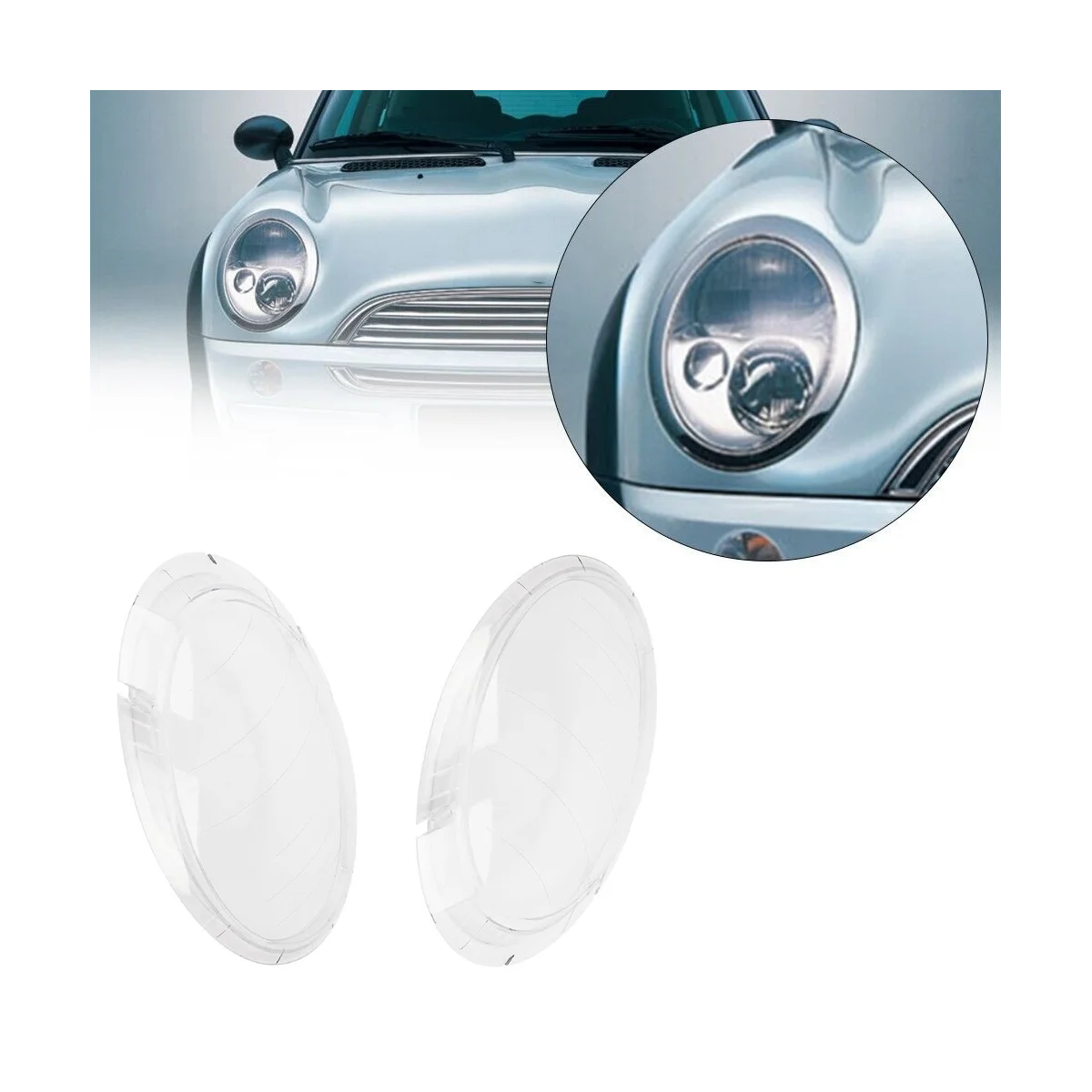 

Front Headlight Lens Cover Clear Lens Lampshade Head Light Shell for MINI R50 R52 2001-2006 63126911701 63126911702