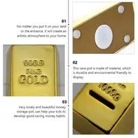 Golden Brick Piggy Bank Money Saving Pot Large Size Container Kids Storage Jar Plastic Material Home Decor Item 2