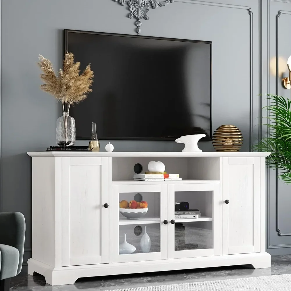 Modern TV Stand for 65 Inch Televisions, Wooden Traditional Entertainment Center Console Storage Cabinet Sideboard with Adjustab