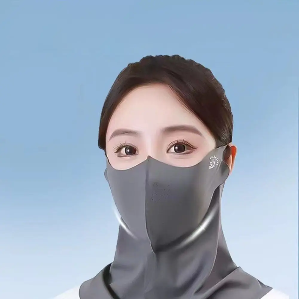 UPF50+ Sun Protection 3D Ice Silk Anti-UV Neck Scarf Sunscreen Face Mask Dustproof Sunshade Outdoor