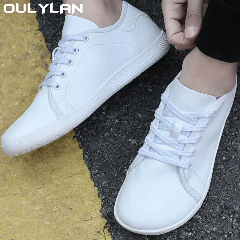 

Oulylan Wide Toe Shoes Non Slip Breathable Leather Surface Outdoor Barefoot Shoes Comfortable Casual Sports Sneakers for Men