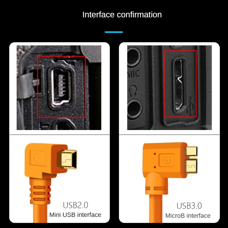 para Mini Usb3.0 para Micro b Câmera Angular de Cabo 3m 5m 8m 10m para Canon 5d4 1dx2 5ds 5dsr Nikon d5 D800 D810a e D850 Usb2.0 - Image 6