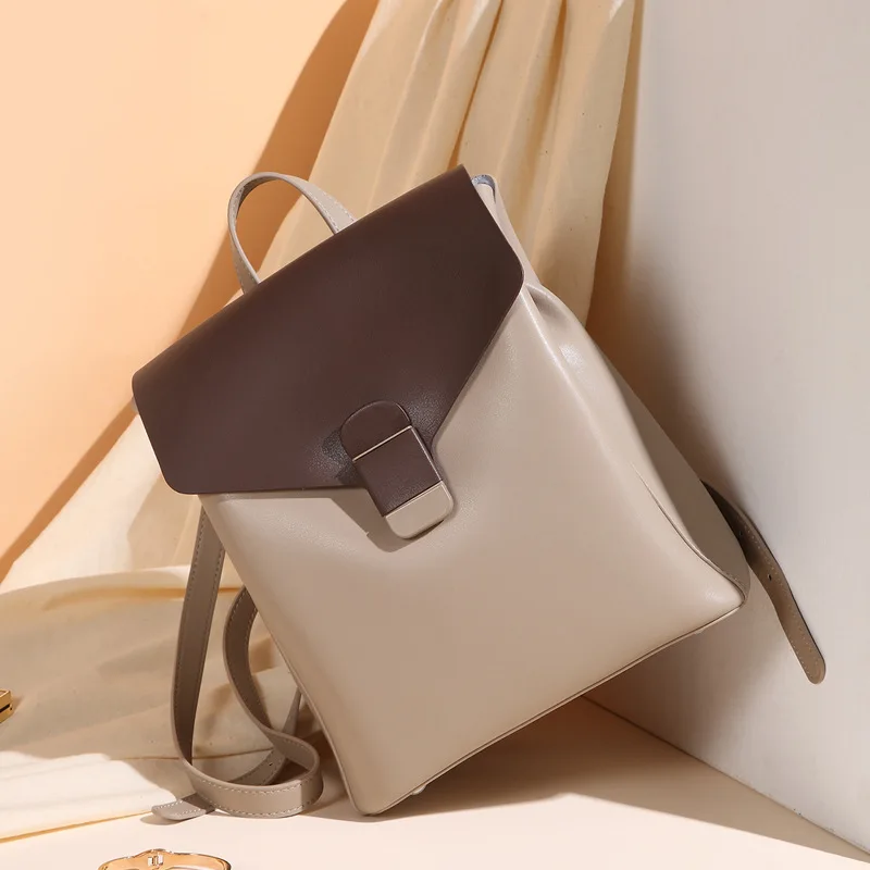 

Genuine Leather Women Backpack Rucksack Cross body Shoulder Bag Girls School Female Natural Skin Book Laptop Messenger Bags 2022
