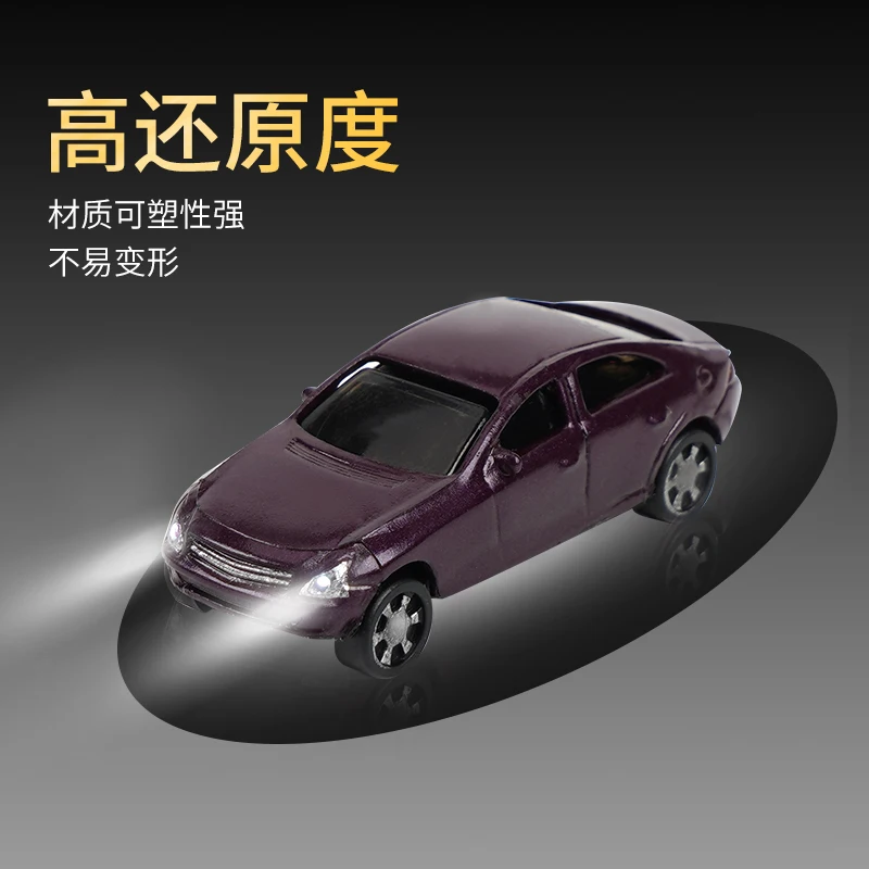 10pcs LED 조명 시뮬레이션 소형 자동차 모드 HO N 스케일 기차 철도 레이아웃 철도 풍경 액세서리 1:150 1:200