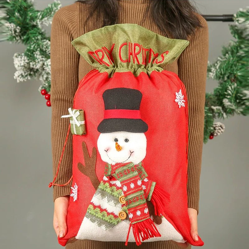 

Larger Durable Burlap Gift Bag Christmas Decoration Supplies for Children Novel Design Perfect for Carrying Snack Candy Handbag
