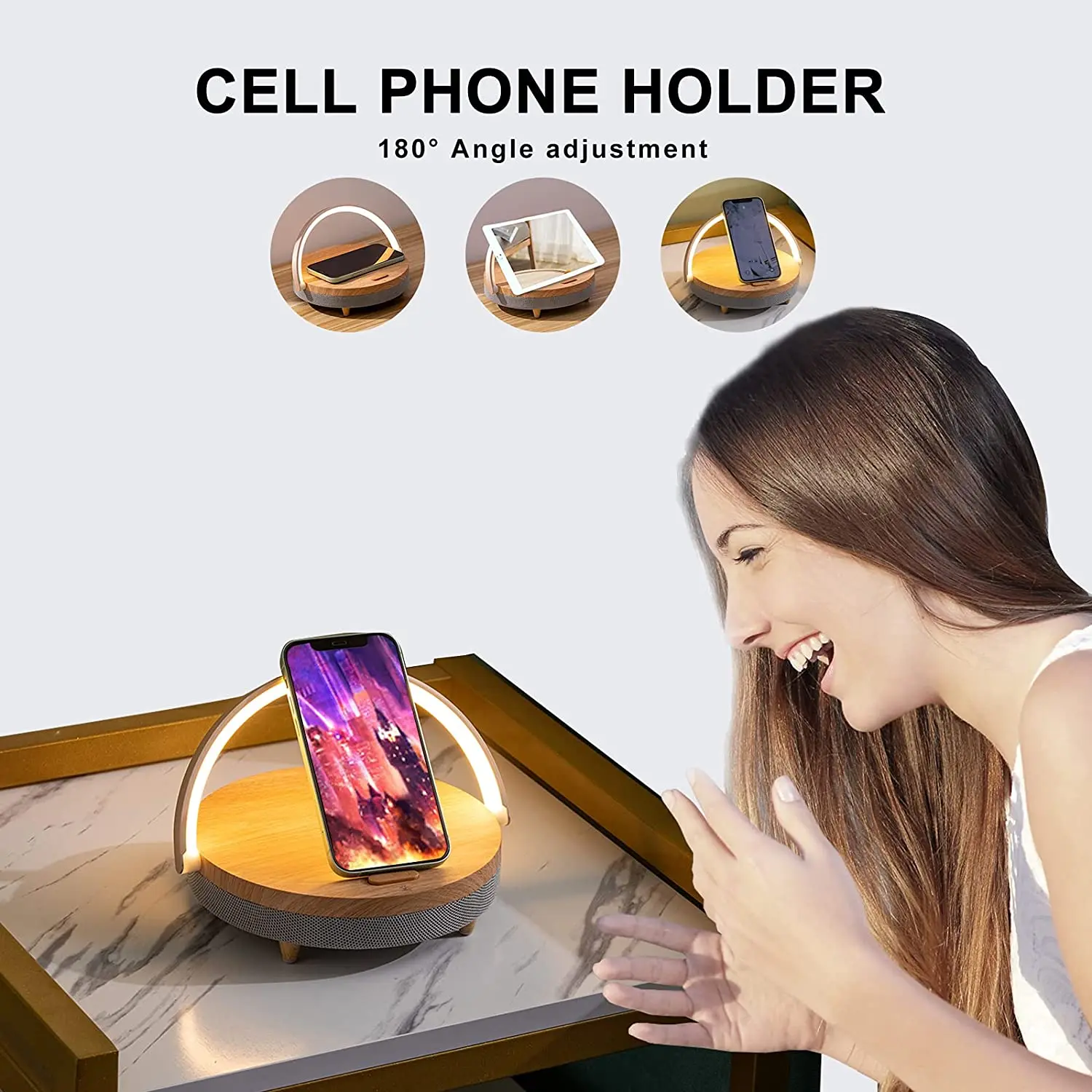 US $16.42 - 29.68 Wireless Charger Bluetooth Speaker for IPhone 13 Wooden Table Lamp High Power Mobile Phone Stand Wireless Charger Lamp Speaker